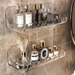 Space-saving Clear Bathroom Organizer - No Drill Elegant Storage For Toiletries & Cosmetics