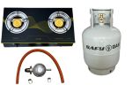 Safy 9kg Gas Cylinder & Two Burner Auto Ignition Tempered Glass Gas Stove