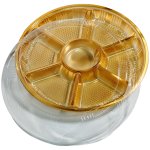 Golden Large Round 6 Division Plastic Tray W lid