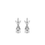 Sterling Silver White Cubic Zirconia Womens Ballerina Drop Earrings