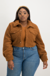 Chloe Cropped Teddy Jacket - Brown Sugar - XL
