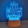 Fortnite LED Night Light - Rectangle Real Wood Base Warm White Light