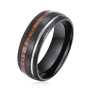 Men's Silver Groove & Wood Inlay Black Tungsten Ring RW015 - 13