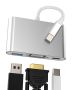 Usb-c To Vga 3-IN-1 Multiport Adapter Usb-c / Vga / Usb-a Converter 4K Tv