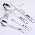 Personalized Stainless Steel Cutlery Set Custom Engraved Name 4-PIECE Silverware Including Knife Fork Dinner Spoon Teaspoon - Id