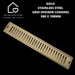 Goldair Gold Stainless Steel Grid Shower Channel - 500 X 100MM
