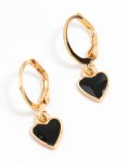 Goldair Gold Drop Heart Huggie Earrings Black