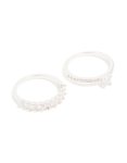 Silver Plated Cubic Zirconia Stacking Rings 2-PACK - M l