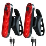 2 Pack USB Rechargeable LED Bike Tail Light Bicycle Rear Cycling Night Essential Reflector Seat Back Safety Lamp 4 Modes Waterpr