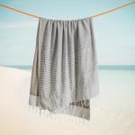 Cuba Stripe Backed Fouta Charcoal And Grey