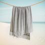 Cuba Stripe Backed Fouta Charcoal And Grey