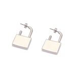 Silver Chunky Lock Drop Earrings - Silver
