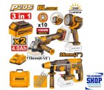 Combo Kit Rotary Hammer Drill Angle Grinder And Work Lamp Ingco COSLI250183