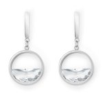 Stainless Steel Round Hanging Earrings With Cz