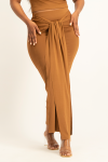 Savannah Wrap Tie Detail Skirt - Toffee - L