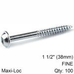 Kreg Zinc Pocket Hole Screws 38MM 1.50' 7 Fine Thread Mx Loc 100CT