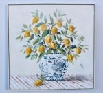 Lemons In A Blue & White Pot Wall Hanging – 83X83CM