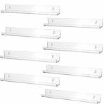 Sooyee 8 Pack 15 Inch Acrylic Invisible Kids Floating Bookshelf For Kids Room Modern Picture Ledge Display Toy Storage Wall Shel