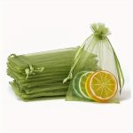 50PCS Drawable Organza Gift Bags - Jewelry Pouches With Ribbons For Wedding Party Favors And Decoration Display Packaging