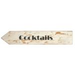 White Wood Signs Cocktailsleft ARROW20X80CM