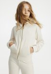 Velour Zip-through Hoodie - Beige