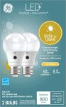 Ge Led+ Dusk To Dawn Outdoor Light Bulbs Sunlight Sensors Soft White Automatic On off Light Sensing Bulb A19 Light Bulbs 2 Pack