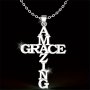 Stainless Steel "amazing Grace" Cross Shape Pendant Necklace Elegant Vintage-inspired Religious Faith Jewelry For Women & Men