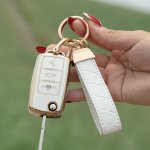 For Volkswagen Special Tpu Soft Shell Key Case + Leather Rope Keychain Including Screwdriver Three-piece Set Suitable For Many K