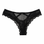 Swiss Dot Mesh & Lace Panties - Black
