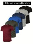 6PCS Men's Solid Crew Neck Short Sleeve T-shirts Casual Summer T-shirts For Daily Wear
