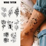 Waterproof Temporary Tattoo Stickers Of Rose Sunflower Butterfly Moon Feather Alphabet Text Simple Cute Flowers Body Art Arm Han