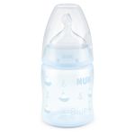 First Choice Temperature Control Bottle With Silicone Teat Blue 150ML 0-6 Months