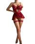 Ruffle Lace Bodysuit Lingerie Set With Garters