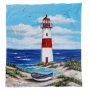 Rocky Shore Lighthouse Light Weight Fleece By Stella Bruwer