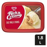 Ola Rich N Creamy Chocolate Vanilla & Caramel Flavoured Ice Cream Tub 1.8L