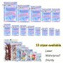 50pcs/100pcs Resealable Mylar Bags - 13 Assorted Sizes In Metallic Foil Holographic Packaging - Clear Front Ziplock Bags For Durable Food Storage Of Food