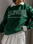 California Letter Print Sweatshirt Casual Long Sleeve Crew Neck Sweatshirt Women's Clothing