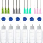 Expesumas 6 Pcs Glue Applicator Bottles 30ML Plastic Squeezable Dropper Bottles With Blunt Needle Tip 14GA 16GA 18GA 20GA For Gl
