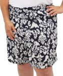 Ladies Printed Rayon Shorts - 60 Navy wht