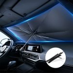 Titanium Silver Roll-up Car Windshield Sunshade Portable Foldable Uv Protection Visor For Vehicle Front Window