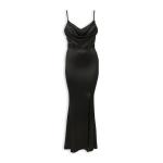 Black Satin Cowl Dress