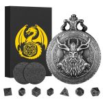 MINI Dnd Dice Set With Steampunk Druid Pocket Watch Case Tiny 7-PIECE Polyhedral Metal D&d Dice Dnd Gifts With Gift Box Role Pla
