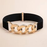 Golden Chain Wide Waist Belts Elegant Hollow Out Elastic Belt Vintage Dress Coat Girdle For Women