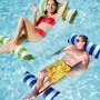 1PC Convenient 4-IN-1 Water Swimming Pool Floating Hammock Foldable Water Inflatable Hammock Recliner Suitable For Pool Seaside And Other Water Activities With Inflator