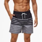 Men's Brazilian Swimshort Striped Black grey