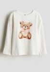 Long-sleeved Jersey Top - White Multi