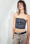 Denim Bustier Top - Black