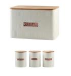 Bread Bin & Canister Set - 4PC Bamboo - Cream