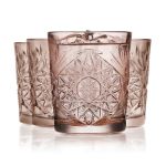 Libbey Hobstar Double Old Fashioned Glasses Rose Colored Cut Glass Drinking Glasses Set Of 4 Durable Vintage Whiskey Glasses For