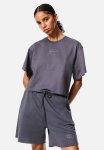 Embroidered Sweatshirt Shorts - Dark Grey
